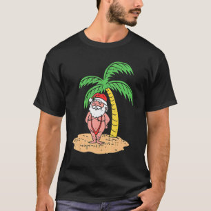 Kerstmis met kerstpak in juli t-shirt
