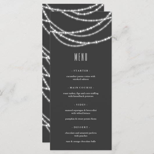 Kerstmis met Kerstverlichting Feestelijke Kerstpar Menu (Voorkant / Achterkant)