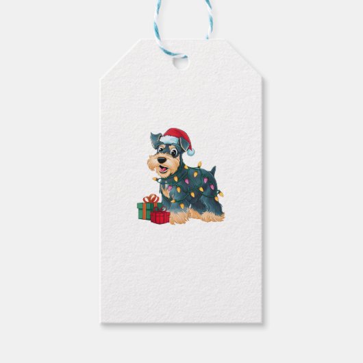 Kerstmis met kerstverlichting voor de kerstman Sch Cadeaulabel (Voorkant)