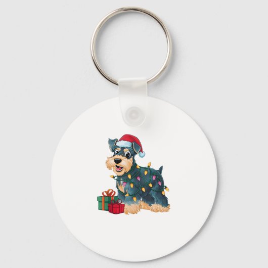 Kerstmis met kerstverlichting voor de kerstman Sch Sleutelhanger (Voorkant)