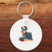 Kerstmis met kerstverlichting voor de kerstman Sch Sleutelhanger (Voorkant)