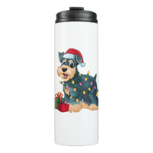 Kerstmis met kerstverlichting voor de kerstman Sch Thermosbeker