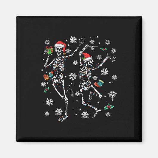 Kerstmis met kerstvierkant licht kerstskelet Danc Magneet (Voorkant)