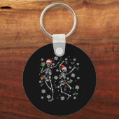 Kerstmis met kerstvierkant licht kerstskelet Danc Sleutelhanger (Voorkant)