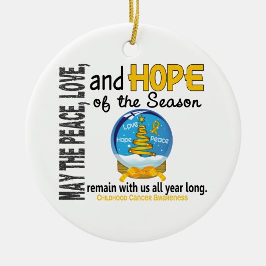 Kerstmis met kinderkanker 3 Sneeuwsieraden Wereldb Keramisch Ornament (Voorkant)