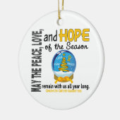 Kerstmis met kinderkanker 3 Sneeuwsieraden Wereldb Keramisch Ornament (Links)