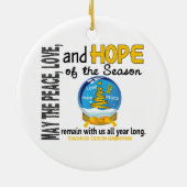 Kerstmis met kinderkanker 3 Sneeuwsieraden Wereldb Keramisch Ornament (Achterkant)