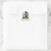 Kerstmis met Kitten Holiday met kerstcadeautjes Ronde Sticker (Tas)