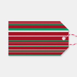 Kerstmis met klaver groene, donkerrode, witte stre cadeaulabel