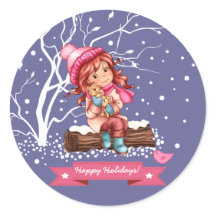 Kerstmis met klein meisje en Kat