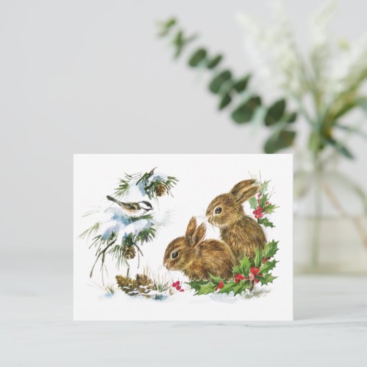 Kerstmis met kleine Bunnies Feestdagenkaart (Staand voorkant)