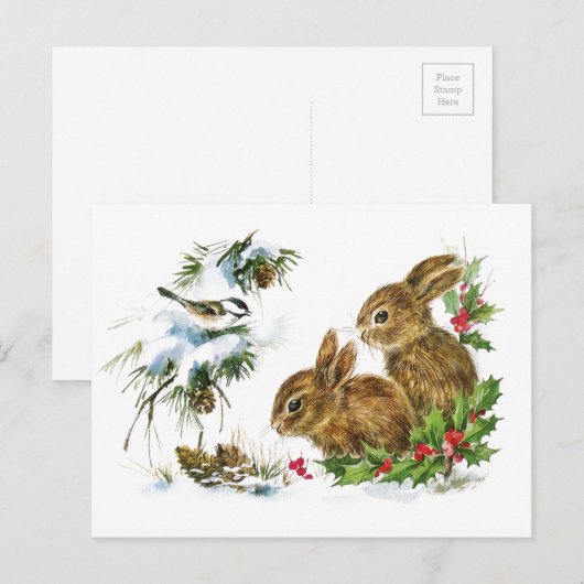 Kerstmis met kleine Bunnies Feestdagenkaart (Voorkant / Achterkant)