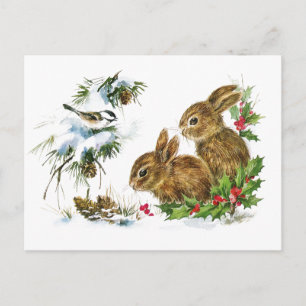 Kerstmis met kleine Bunnies Feestdagenkaart