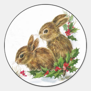 Kerstmis met kleine Bunnies Ronde Sticker