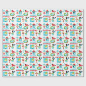 kerstmis met kleine vogelseizoenen cadeaupapier (Vlak)