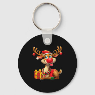 Kerstmis Met Knuffel Rendieren Grappig Kerstcadeau Sleutelhanger