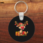 Kerstmis Met Knuffel Rendieren Grappig Kerstcadeau Sleutelhanger (Voorkant)