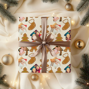Kerstmis met koek en foto cadeaupapier