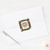 Kerstmis met koekjes in vintage lijst vierkante sticker (Envelop)