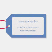 Kerstmis met konijn als kerstman op hol cadeaulabel (Achterkant Horizontaal)