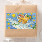 Kerstmis met konijn als kerstman op hol etiket (Insitu)