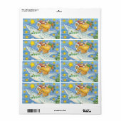 Kerstmis met konijn als kerstman op hol etiket (Full Sheet)