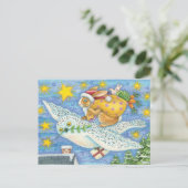 Kerstmis met konijn als kerstman op hol feestdagenkaart (Staand voorkant)