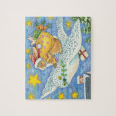 Kerstmis met konijn als kerstman op hol legpuzzel (Verticaal)