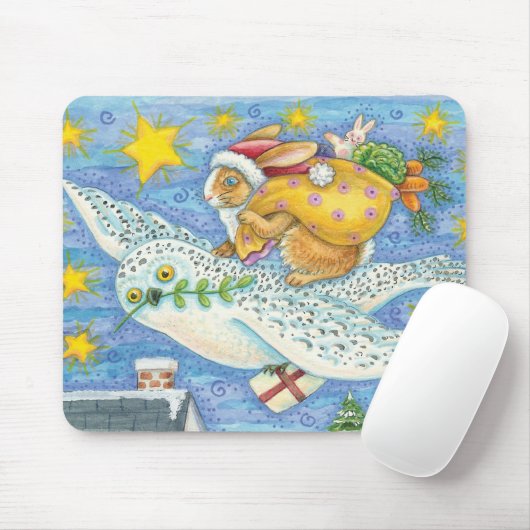 Kerstmis met konijn als kerstman op hol muismat (Met muis)