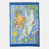 Kerstmis met konijn als kerstman op hol theedoek (Verticaal)