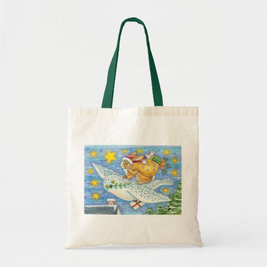Kerstmis met konijn als kerstman op hol tote bag (Voorkant)