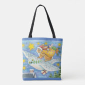 Kerstmis met konijn als kerstman op hol tote bag (Achterkant)