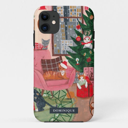 Kerstmis met koortsretro Case-Mate iPhone case (Achterkant)