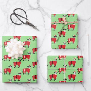 Kerstmis met Kow Santa Novelty Inpakpapier Vel
