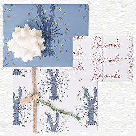 Kerstmis met kreeft  inpakpapier vel
