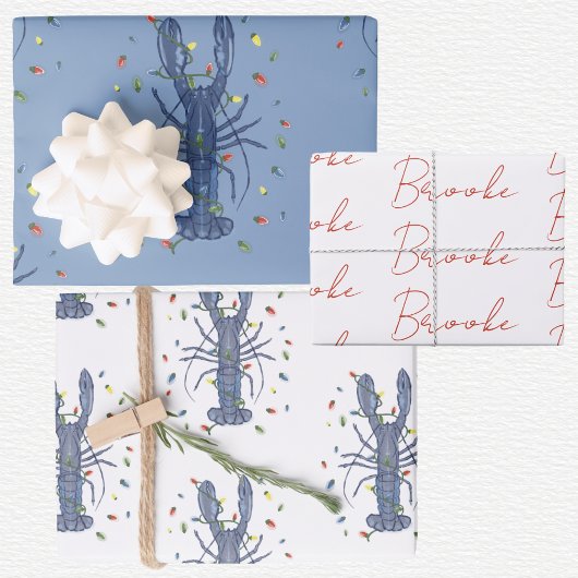 Kerstmis met kreeft inpakpapier vel