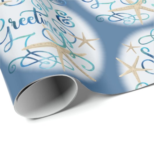 Kerstmis met kuststrand en ZEEEN Cadeaupapier (Rol Hoek)