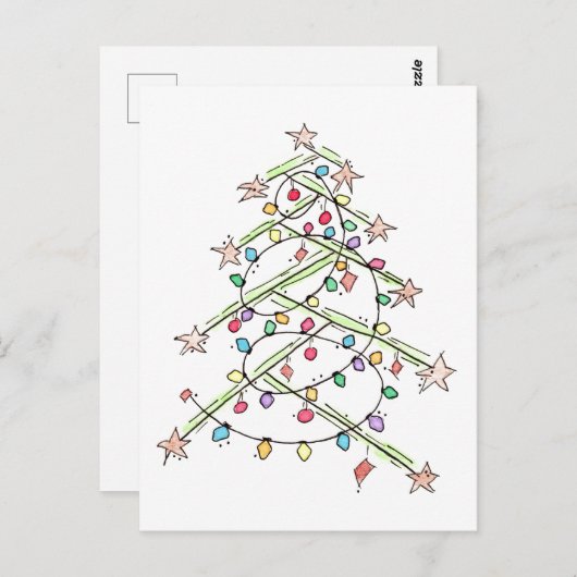 Kerstmis met 'lampboom' briefkaart (Voorkant / Achterkant)