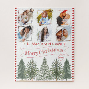 Kerstmis met landelijke dennenboom & gezelfoto legpuzzel