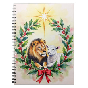 Kerstmis met leeuw en lam met Sta Notitieboek