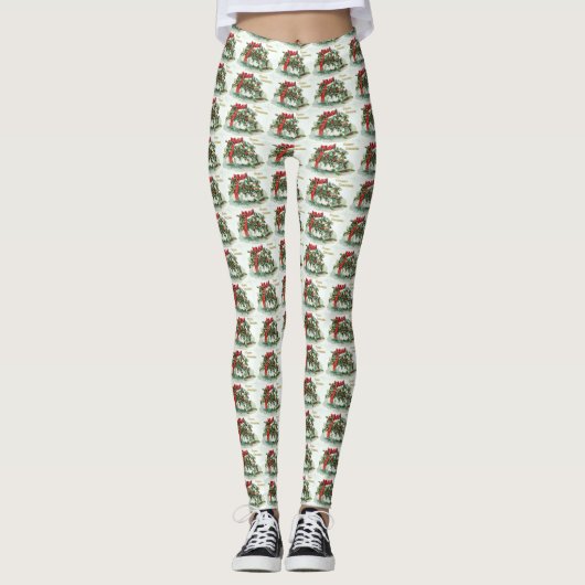 Kerstmis met Leggings met de Rode Bow en de Holly (Voorkant)