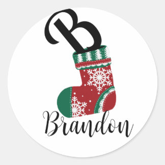 Kerstmis met letter B Ronde Sticker