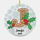 Kerstmis met letter J en eigen naam Keramisch Ornament (Achterkant)