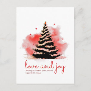 Kerstmis met Liefde en Vreugde, Elegant Zwart & Ro Feestdagenkaart