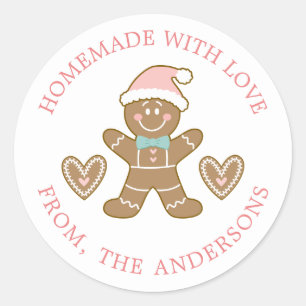Kerstmis met liefde gemaakte ontbijtkoek ronde sticker