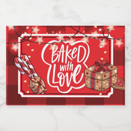 Kerstmis met liefdesfeest voedselcontainer etiket (Enkel label)