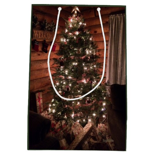 Kerstmis met Log Cabin Medium Cadeauzakje (Achterkant)