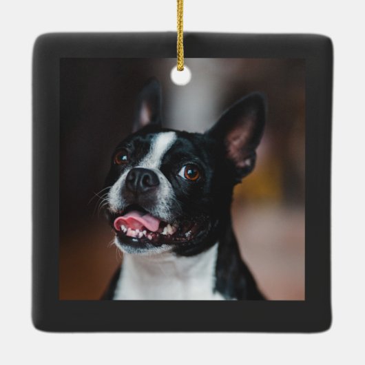 Kerstmis met luchten en foto's keramisch ornament (Achterkant)