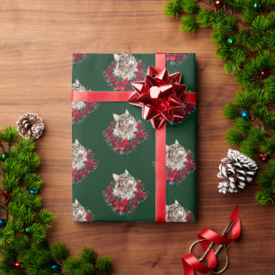 Kerstmis met Maine Coon kat  Cadeaupapier