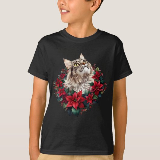 Kerstmis met Maine Coon kat T-shirt (Voorkant)